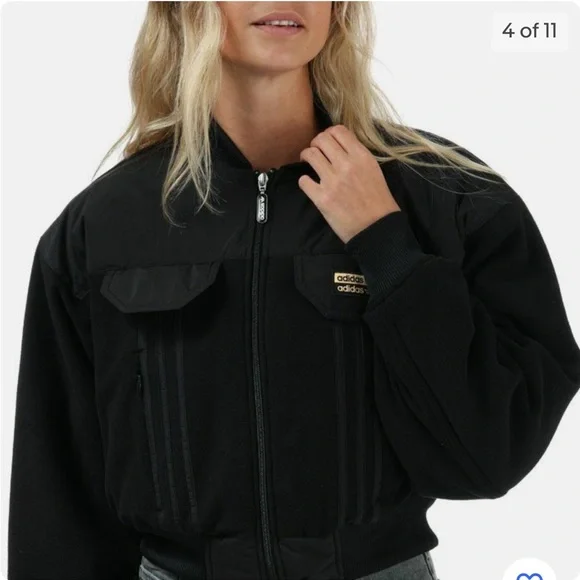 Adidas Black Warm Bomber Jacket M - Picture 5 of 11